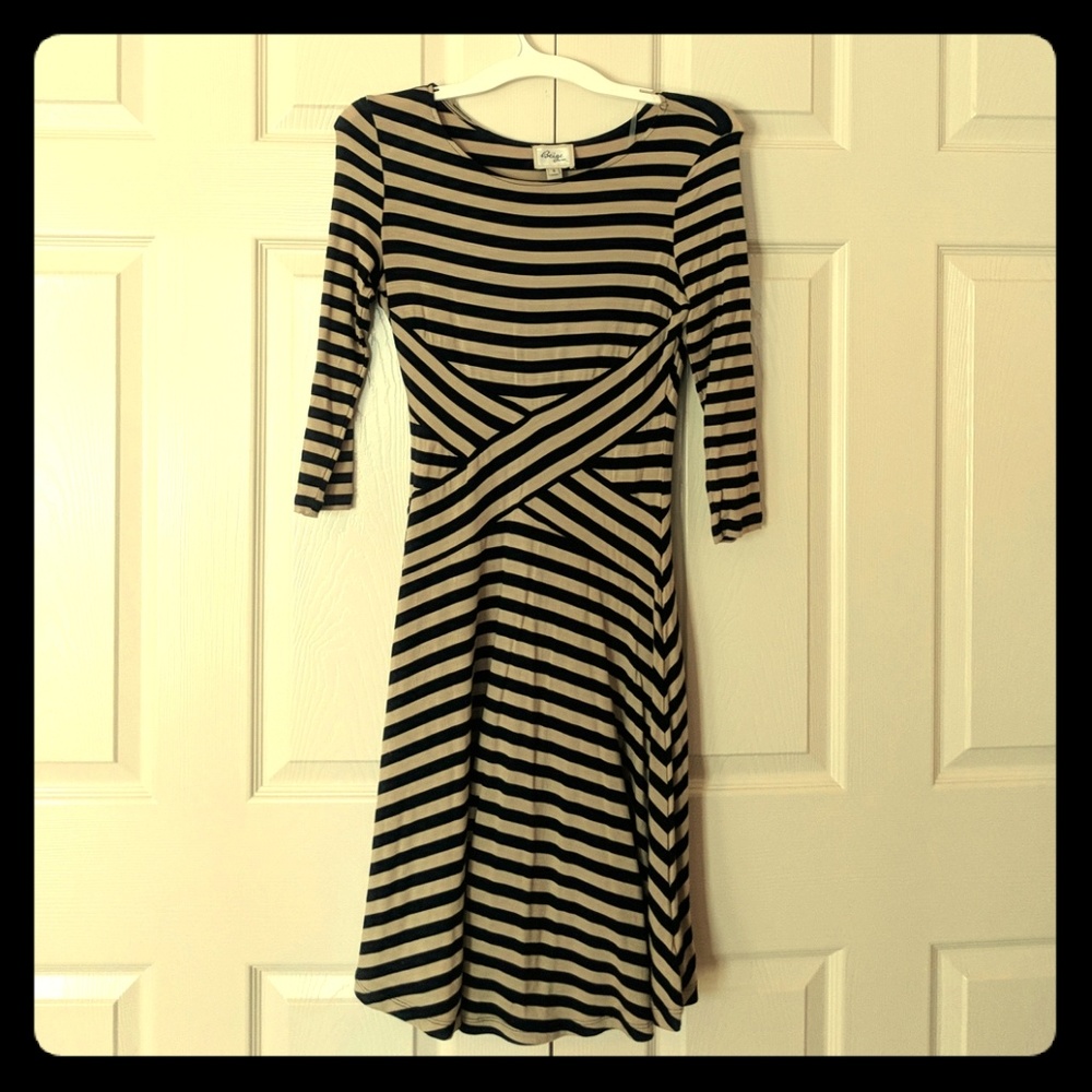 Beige Striped Dress